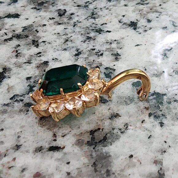 Gold Emerald & CZ Pendant-Needs Clasp Repair-Excellent-Pre-Loved Condition - Picture 7 of 10